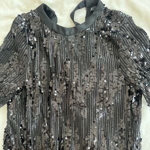 Zara black sequined mini dress with bow back